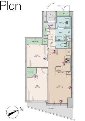 Floor plan. 2LDK, Price 26,800,000 yen, Occupied area 52.82 sq m , Balcony area 7.22 sq m Floor