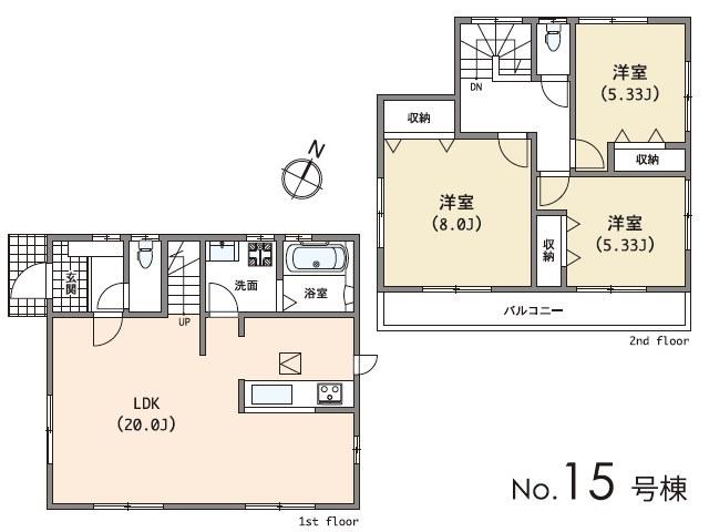Floor plan. (15 Building), Price 39,800,000 yen, 3LDK, Land area 110.01 sq m , Building area 87.48 sq m