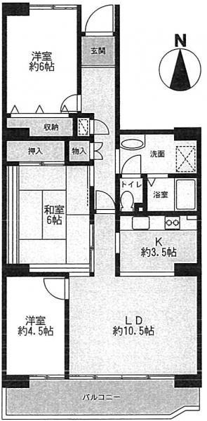 Floor plan. 3LDK, Price 26,800,000 yen, Occupied area 79.76 sq m , Balcony area 10.22 sq m
