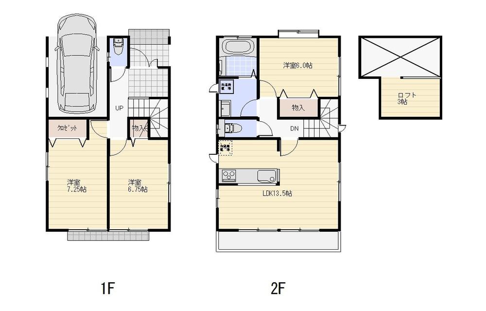Floor plan. (Building 2), Price 38,800,000 yen, 3LDK, Land area 82.52 sq m , Building area 81.98 sq m