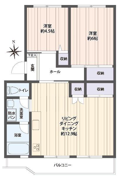 Floor plan. 2LDK, Price 15.4 million yen, Occupied area 51.78 sq m , Balcony area 6.77 sq m 2LDK