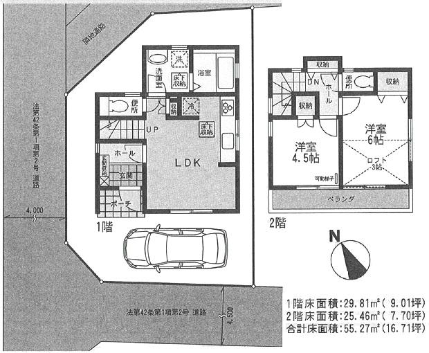 Floor plan. 34,300,000 yen, 2LDK, Land area 70 sq m , Building area 55.27 sq m