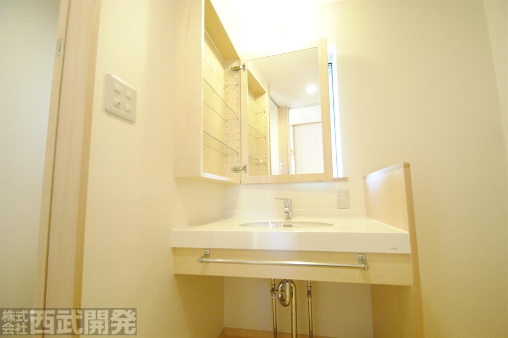 Wash basin, toilet. Bathroom vanity