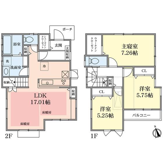 Floor plan. 40,800,000 yen, 3LDK, Land area 115.65 sq m , Building area 87.58 sq m