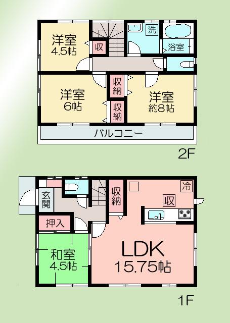 Floor plan. 44,800,000 yen, 4LDK, Land area 114.69 sq m , Is a floor plan of the building area 89.42 sq m 4LDK