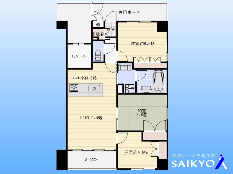 Floor plan. 3LDK, Price 38,800,000 yen, Occupied area 68.76 sq m , Balcony area 4.07 sq m floor plan