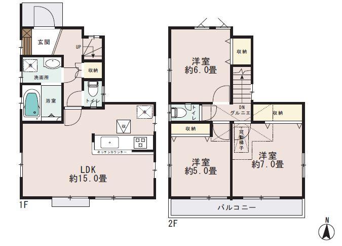 Floor plan. 43,800,000 yen, 3LDK, Land area 99.79 sq m , Building area 79.48 sq m
