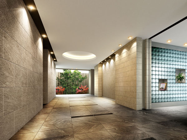 Shared facilities.  [Entrance hall] In the entrance hall to welcome those who live in, Arranged mosaic tile, Design a cozy space. (Entrance Hall Rendering)