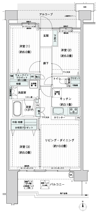 Floor: 3LDK + WIC + FC, the occupied area: 65.44 sq m, Price: 24,980,000 yen, now on sale