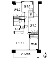 Floor: 4LDK + FC, the occupied area: 84.09 sq m, price: 35 million yen (tentative)