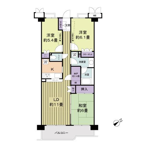 Floor plan. 3LDK + S (storeroom), Price 24,800,000 yen, Footprint 72 sq m , Balcony area 8.72 sq m 3LDK + S (storeroom)