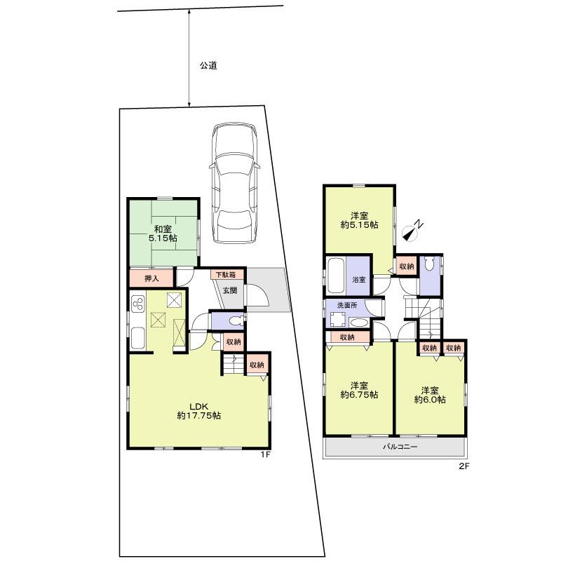 Floor plan. 43,300,000 yen, 4LDK, Land area 121.83 sq m , Building area 97.4 sq m