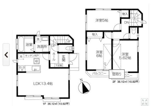 Floor plan. 39,800,000 yen, 3LDK, Land area 90.5 sq m , Building area 72.24 sq m