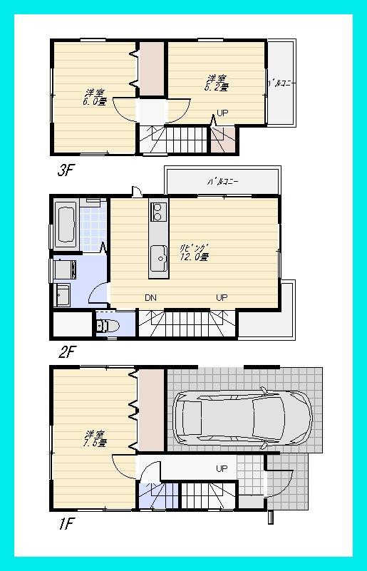 Floor plan. 37.5 million yen, 3LDK, Land area 57.51 sq m , Building area 86.93 sq m