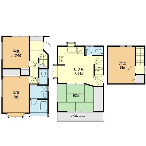 Floor plan. 29,800,000 yen, 4DK, Land area 75.38 sq m , Building area 73.67 sq m