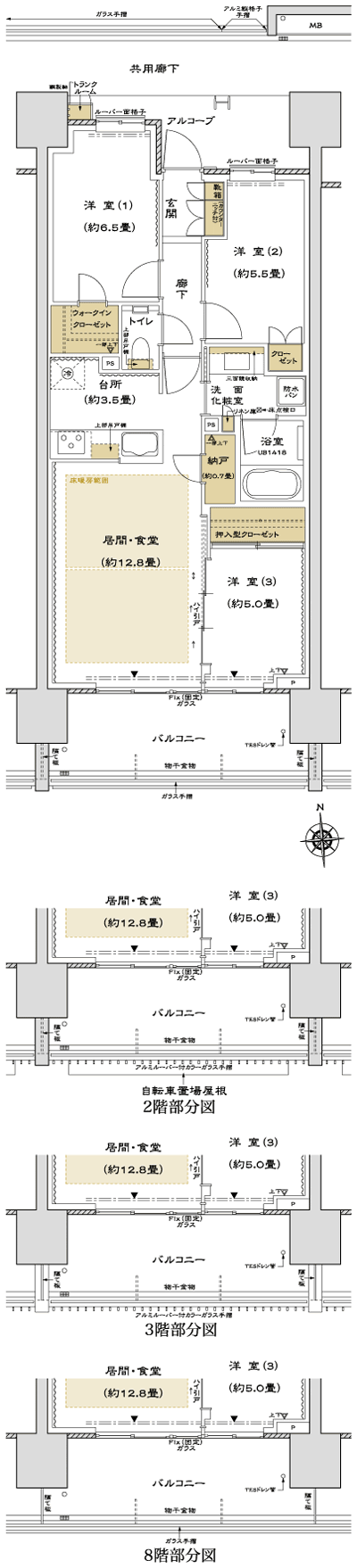 Floor: 3LDK + N + WIC, the occupied area: 73.82 sq m, Price: TBD