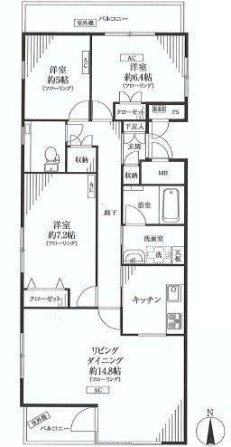 Floor plan. 3LDK, Price 39,800,000 yen, Footprint 85.1 sq m , Balcony area 9.54 sq m of Mato