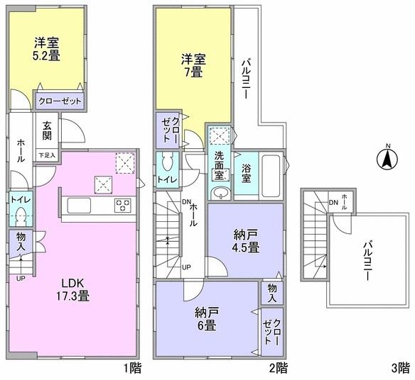 Floor plan. 41,800,000 yen, 4LDK, Land area 76.4 sq m , Building area 93.95 sq m