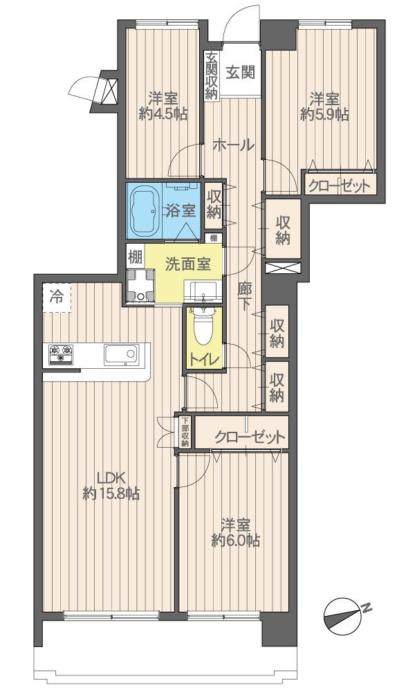Floor plan. 3LDK, Price 29,800,000 yen, Occupied area 81.31 sq m , Balcony area 8.94 sq m