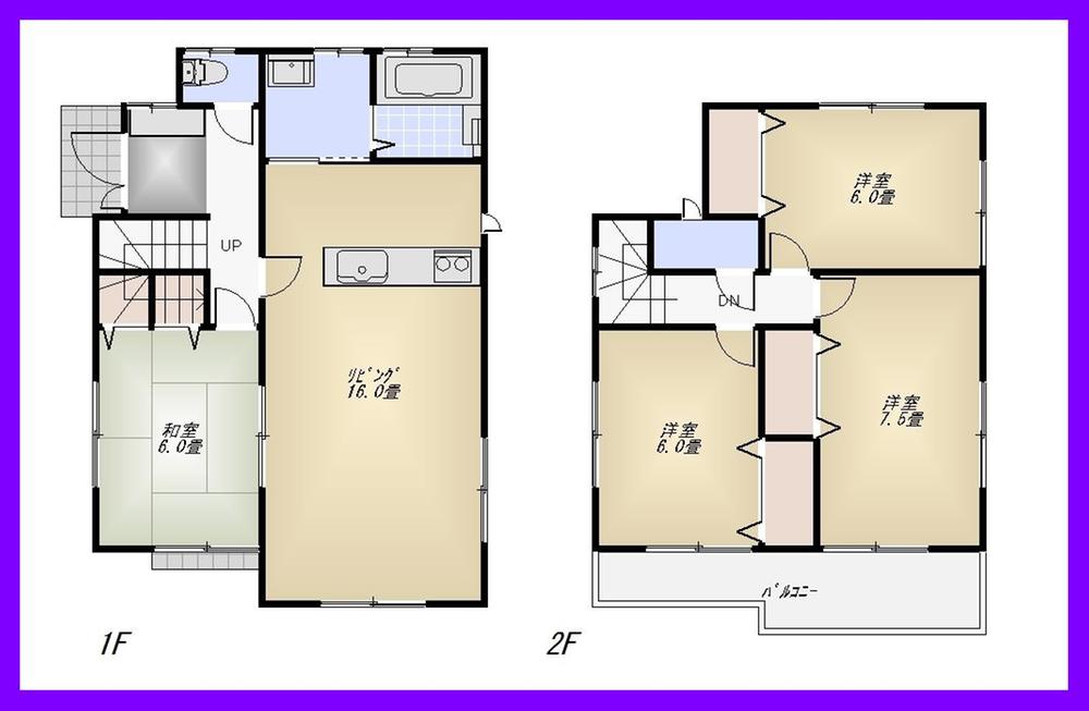 Floor plan. (Building 2), Price 44,800,000 yen, 4LDK, Land area 102.5 sq m , Building area 96.47 sq m