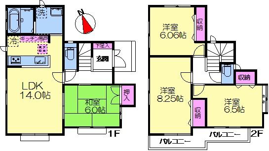 Floor plan. (F Building), Price 42,800,000 yen, 4LDK, Land area 100 sq m , Building area 95.22 sq m