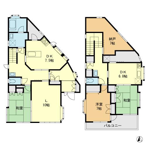 Floor plan. 53,500,000 yen, 3LDDKK + S (storeroom), Land area 175.29 sq m , Building area 142.66 sq m floor plan