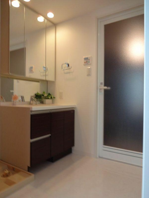 Wash basin, toilet. Bathroom vanity