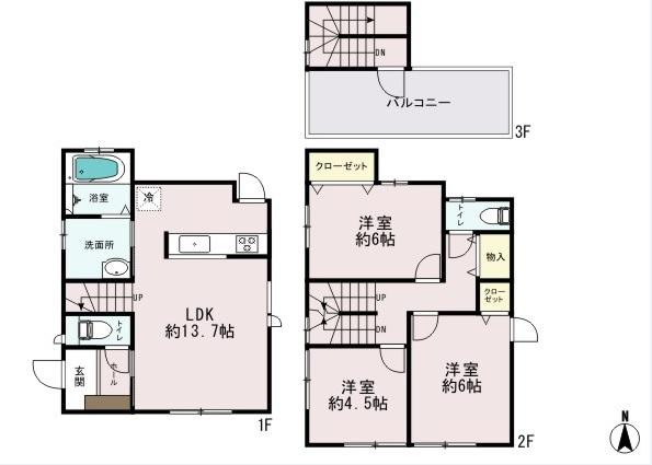 Floor plan. 35,900,000 yen, 3LDK, Land area 78.92 sq m , Building area 80.68 sq m floor plan