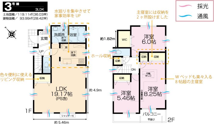 Floor plan. 49,300,000 yen, 4LDK, Land area 119.11 sq m , Building area 93.99 sq m floor plan