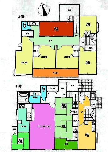 Floor plan. 73 million yen, 9LDK, Land area 263.55 sq m , Building area 214.39 sq m