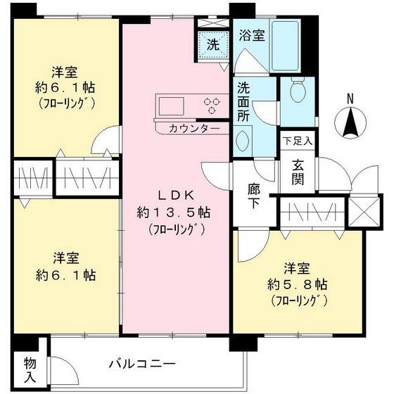 Floor plan. 3LDK, Price 24,900,000 yen, Occupied area 73.31 sq m