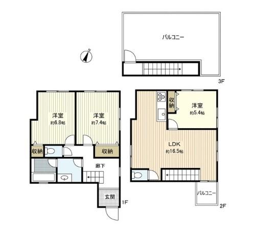 Floor plan. 35,800,000 yen, 3LDK, Land area 83.72 sq m , Building area 86.46 sq m