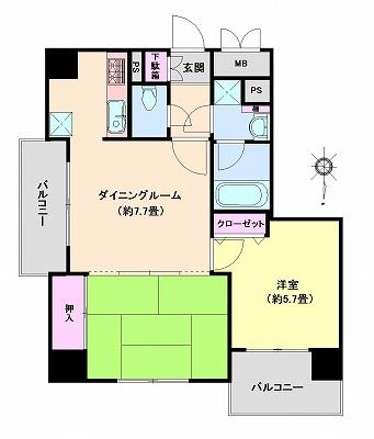 Floor plan. 2DK, Price 23.8 million yen, Occupied area 50.07 sq m , Balcony area 8.29 sq m