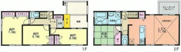 Floor plan. 42,800,000 yen, 1LDK+3S, Land area 82.4 sq m , Building area 98.86 sq m