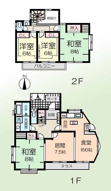 Floor plan. 45 million yen, 4LDK, Land area 134.91 sq m , Building area 109.06 sq m floor plan