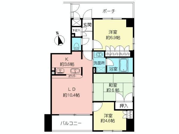 Floor plan. 3LDK, Price 38,800,000 yen, Occupied area 68.76 sq m , Balcony area 4.07 sq m floor plan