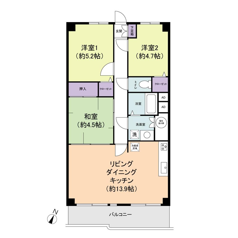 Floor plan. 3LDK, Price 29,800,000 yen, Occupied area 68.59 sq m , Balcony area 8.07 sq m interior renovation