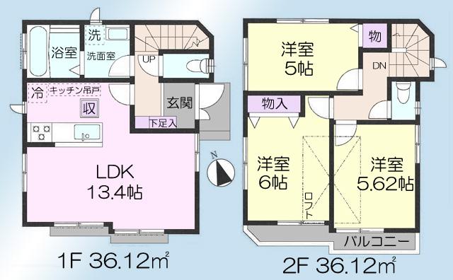 Floor plan. 39,800,000 yen, 3LDK, Land area 90.5 sq m , Building area 72.24 sq m