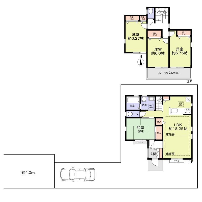 Floor plan. 41,800,000 yen, 4LDK, Land area 147.58 sq m , Building area 101.84 sq m