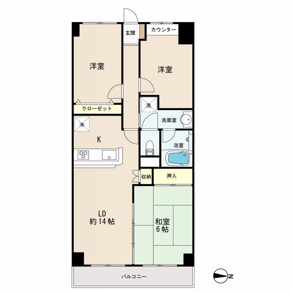 Floor plan. 3LDK, Price 25,800,000 yen, Footprint 61.6 sq m , Balcony area 6.16 sq m floor plan