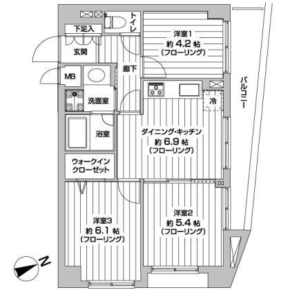 Floor plan. 3DK, Price 19,800,000 yen, Occupied area 50.51 sq m , Balcony area 8.04 sq m