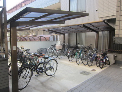 Security. There are bicycle parking lot with a roof