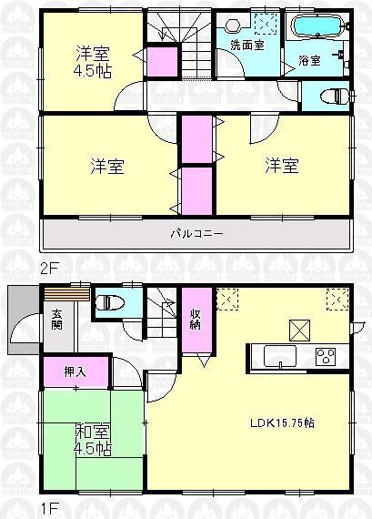 Floor plan. 44,800,000 yen, 4LDK, Land area 114.69 sq m , Building area 89.72 sq m