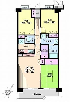 Floor plan. 3LDK + S (storeroom), Price 24,800,000 yen, Footprint 72 sq m , Balcony area 8.72 sq m