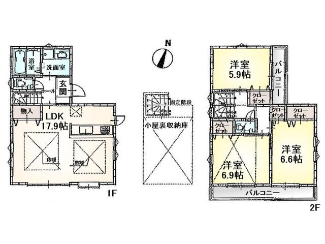 Floor plan. 43,800,000 yen, 3LDK, Land area 110 sq m , Building area 87.66 sq m floor plan
