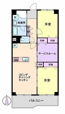 Floor plan. 2LDK + S (storeroom), Price 22,800,000 yen, Footprint 66 sq m , Balcony area 8.08 sq m