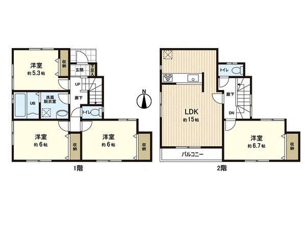 Floor plan. 35,800,000 yen, 4LDK, Land area 92.58 sq m , Building area 93.15 sq m