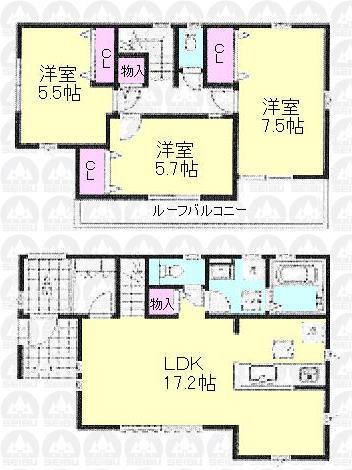 Floor plan. (N Building), Price 43,800,000 yen, 3LDK, Land area 120.11 sq m , Building area 88.45 sq m