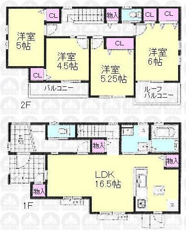 Floor plan. (O Building), Price 45,800,000 yen, 3LDK, Land area 120.11 sq m , Building area 96.05 sq m