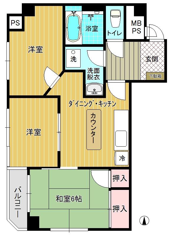 Floor plan. 3DK, Price 16.8 million yen, Occupied area 50.27 sq m , Balcony area 2.95 sq m
